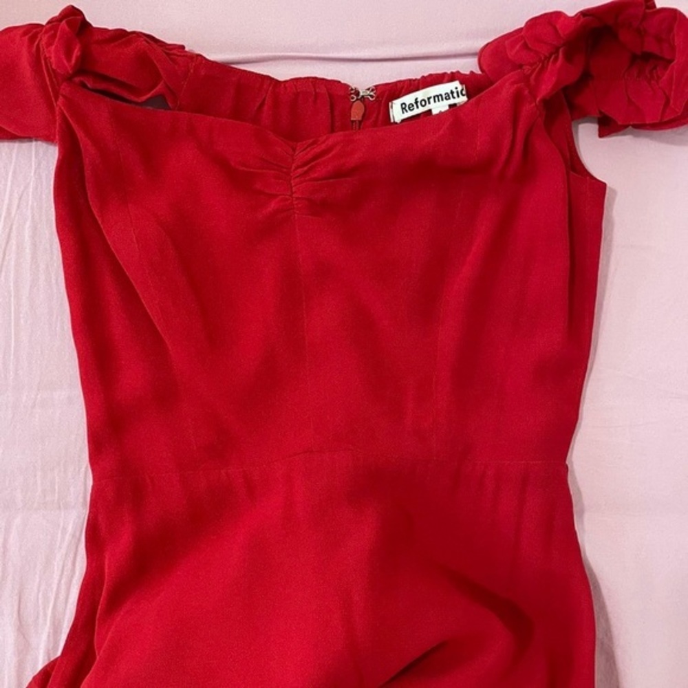 Reformation Red Off-Shoulder Dress - Picture 4 of 6
